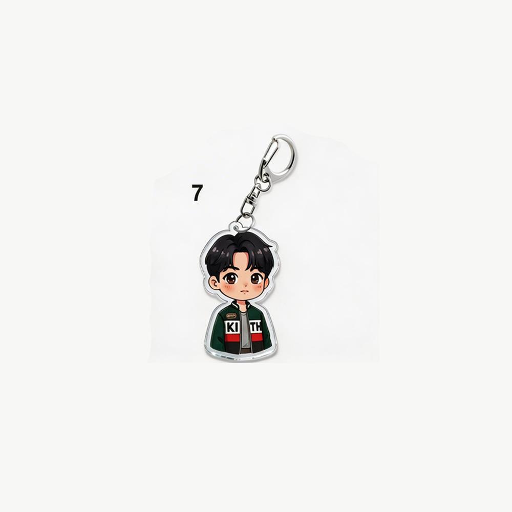 Брелок для ключей в стиле стритвир BTS, Ключница с мультяшной фигуркой Bangtan Boys для повседневной куртки, Мультяшный подвес для сумки K-pop айдола для фанатов ARMY