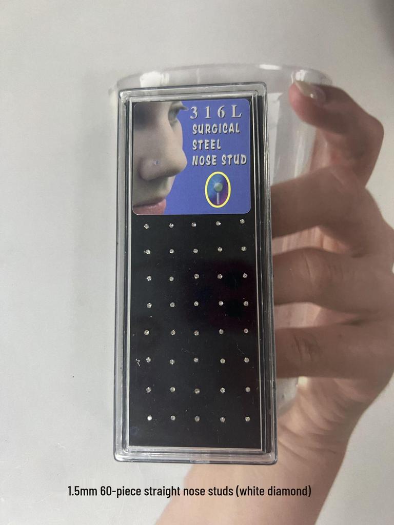 60 шт. 1,8 мм Стальные стразы Пирсинг для носа и хряща уха