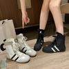 Fashion High Top Short Boots Boxing Shoes for Women 2025 Spring Autumn Round Head Lace-up Sneakers Zapatos De Mujer