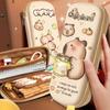 Zipper Capybara Stationery Box Large Capacity Pencil Pouch 3D Capybara Pen Case  Teens Girls Boys