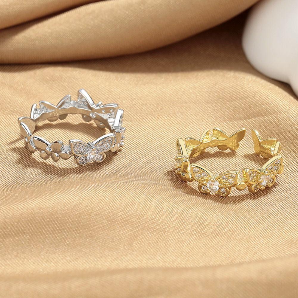 Dainty Jewelry Butterfly Rings Vintage Finger Rings New Fashion Zircon Rings Valentine‘s Day