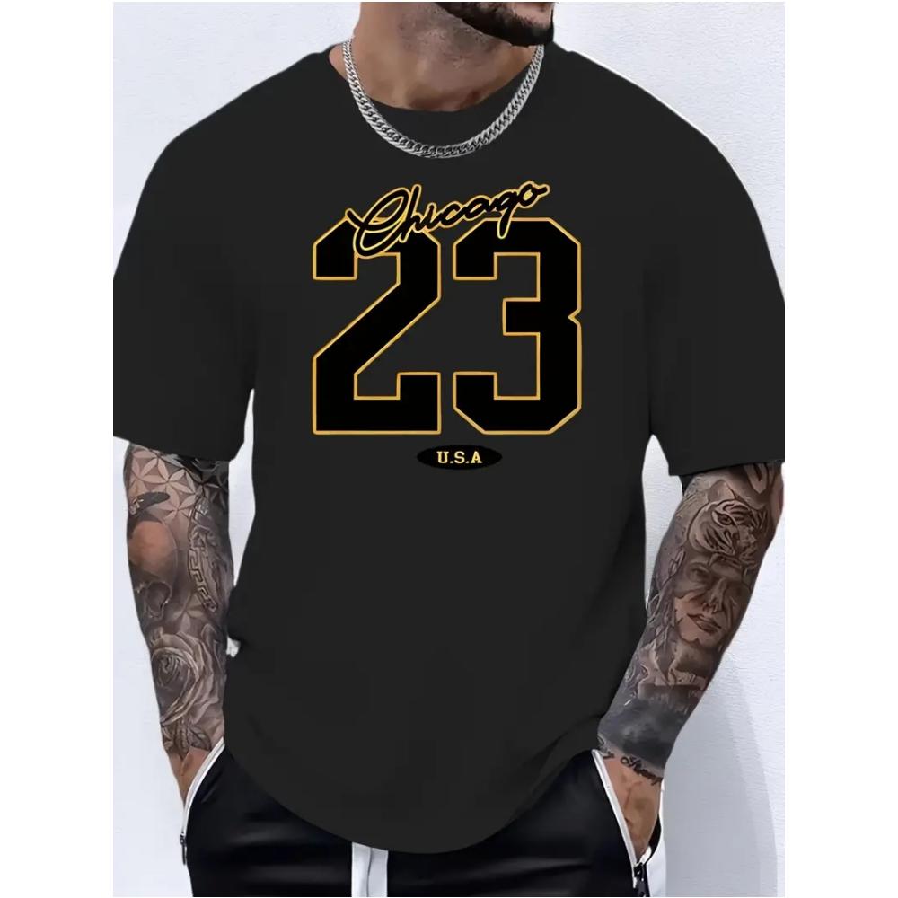 Men's T-Shirt 3d 23 Digital Pattern T Shirt Tops Summer Short Sleeved Tees Simple Casual Street Clothing Men Fashion Blouse