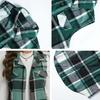 Женский жилет весна-осень с отложным воротником и клетчатым принтом, без рукавов, свободный однобортный жилет средней длины, пальто, верхняя одежда для школы и поездок на работу