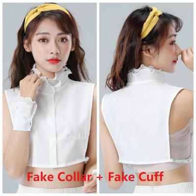 Ruffle Stand Fake Collar + Fake Cuffs Decoration Womens Blouse Detachable Shirt Collar Sweater False Collars Top Accessories
