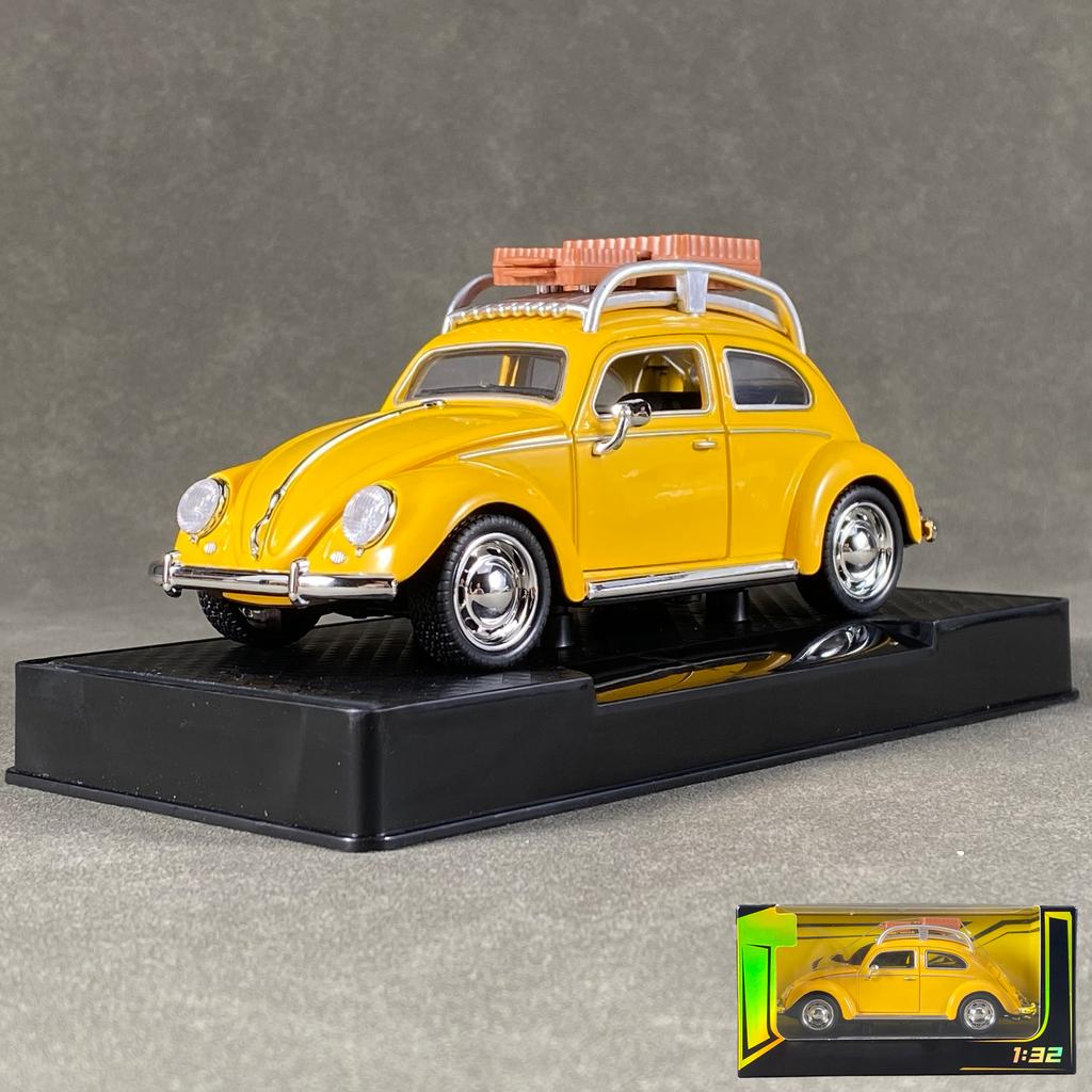 AABLC1 1:32 Volkswagen Beetle Travel version Compact sedan Alloy Metal Diecast Model Car Sound & Light Pull Back Collectibles Hobby Boy