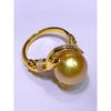 JMXD-Nanyang Gold Bead Ring Positive Round Extremely Strong Light Natural Seawater Pearl Plated 18K Gold Inlaid Zircon Personality
