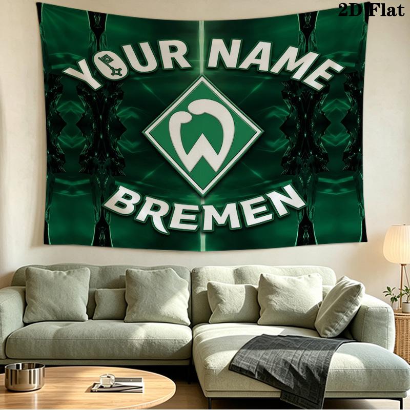 Custom Name Werder Bremen Printed Tapestry – Wall Hanging for Bedrooms, Dorms, and Home Decor