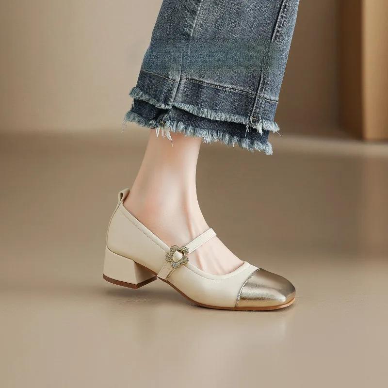 Модные туфли Мэри Джейн с цветочной пряжкой в стиле ретро для женщин, дизайнерские туфли на мягкой подошве, женские туфли на низком каблуке, модные французские туфли-лодочки на весну и осень Laides
