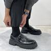 Модные мужские лакированные лоферы Мужская обувь Японский Корейский Уличный стиль Бизнес Черный Повседневный Толстая подошва Платформа Кожаные Свадебные туфли Мужские
