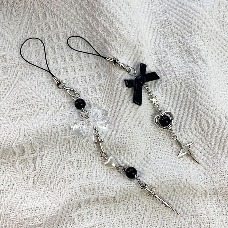 Pink Y2K Phone Charms Pendant Kawaii Key Chain For Bag Cute Accessories Women Girl Strap Lanyard Beaded Ins Korea