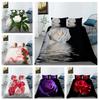 Комплект постельного белья с 3D-печатью и розами, романтическая любовь, пододеяльник, наволочка, 2/3 шт., покрывало для кровати размера «king-size» и «queen-size», покрывало для женщин и пар