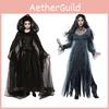 Halloween Woman Graveyard Ghost Bride Witch Vampire Cosplay Costume With Cape