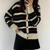 Autumn Flower Print Knitted Cardigan Sweater Women Loose Winter Korean Sweet Cardigan Knitwears Warm Long Sleeve Cardigans 29159