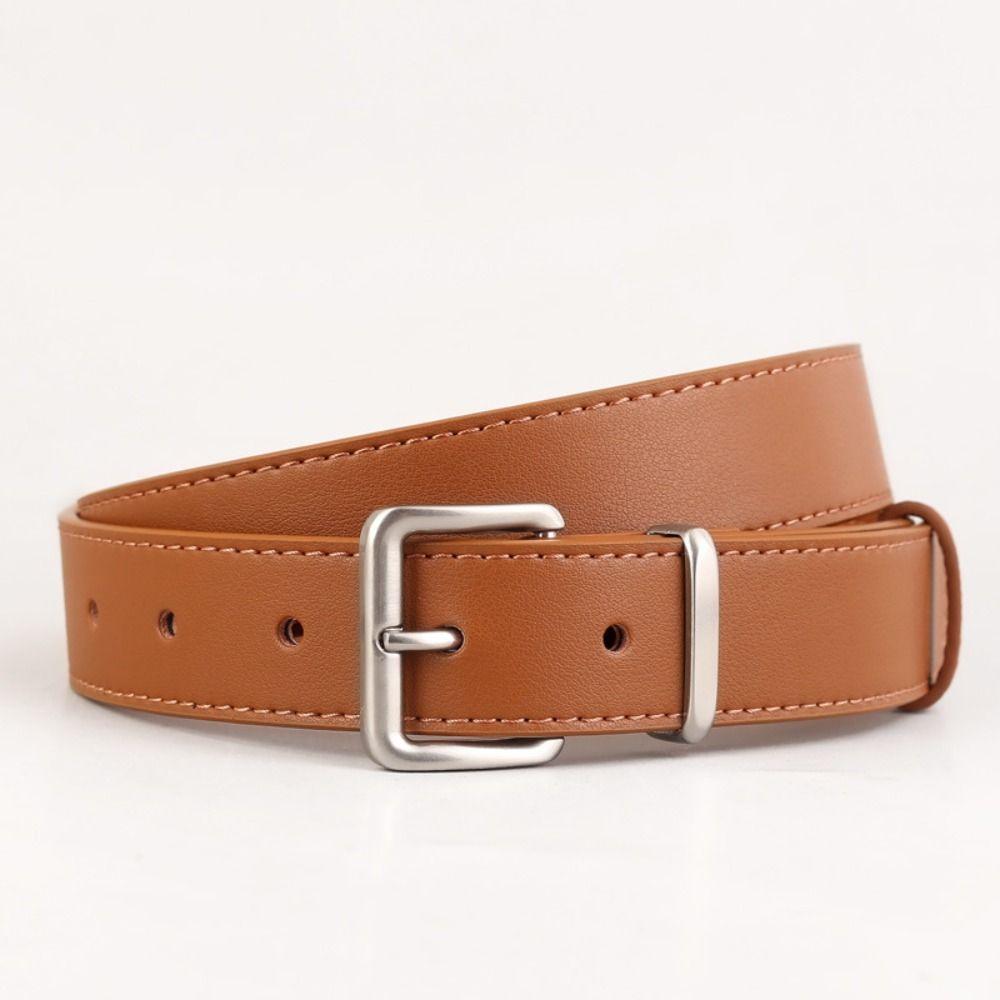 Solid Color Women Belt Adjustable Waistband Belt Simple Leather Belt  Jeans