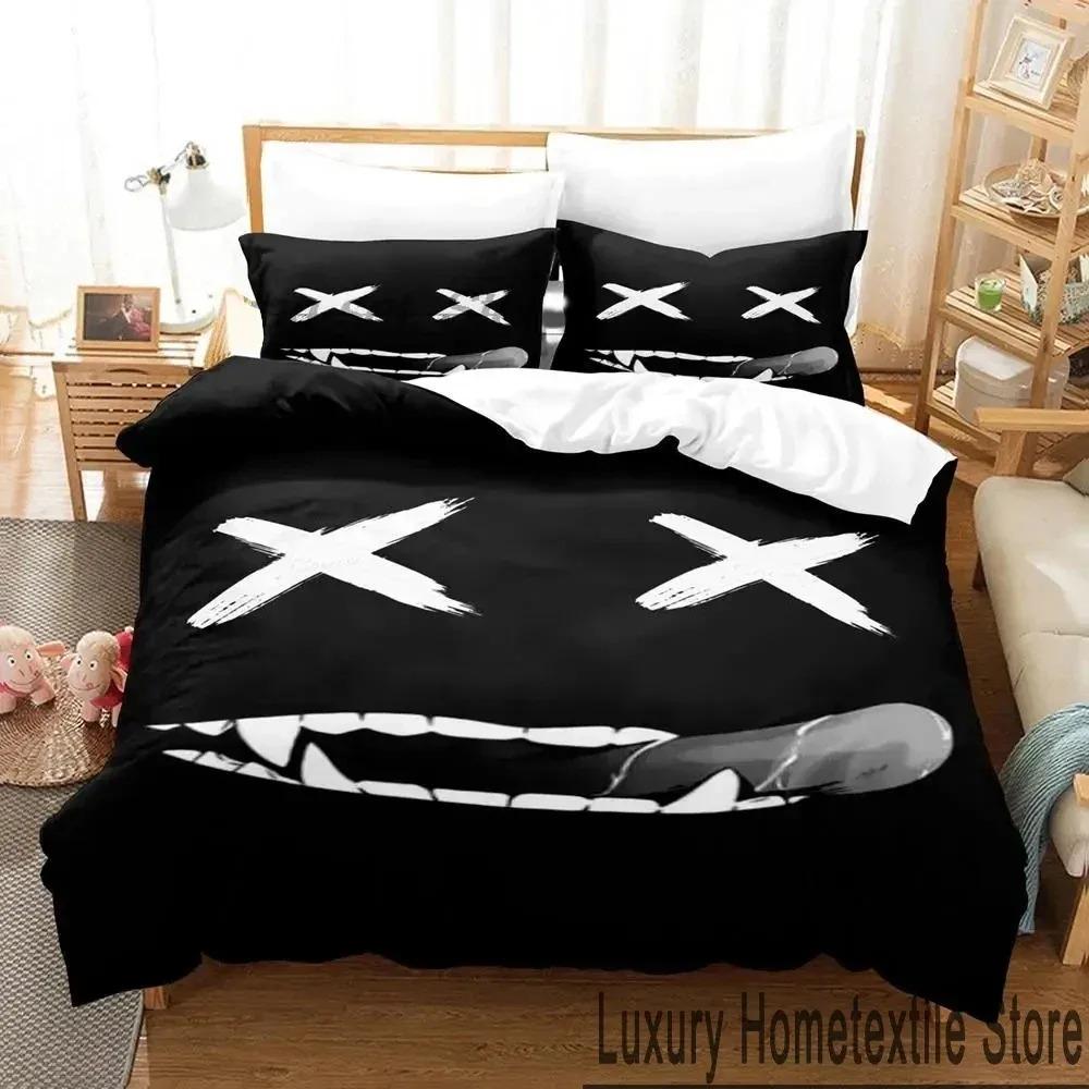 3D Print XOXO Devil Smiling Face Bedding Set Duvet Cover Bed Set Quilt Cover Pillowcase Comforter King Queen Size Boys Adult