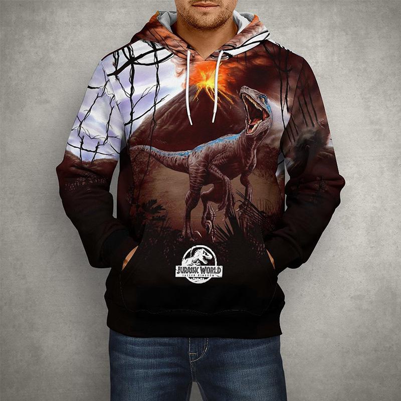 Осенние мужские толстовки с капюшоном, топы с парком Юрского периода, пуловер с 3D принтом, модная одежда, повседневные толстовки с изображением Мира Юрского периода, уличная одежда, пальто с динозавром
