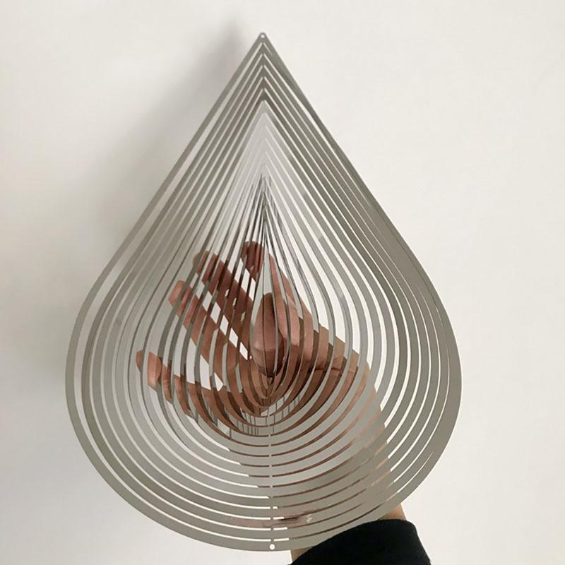 Beating Wind Spinner Drop Shape из нержавеющей стали 3D вращающийся колокольчик для музыки ветра