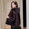Mink Coat Women's Short Whole Mink Hooded Imported Mink Fur Jacket Long-sleeved Velvet Casual Jacket
