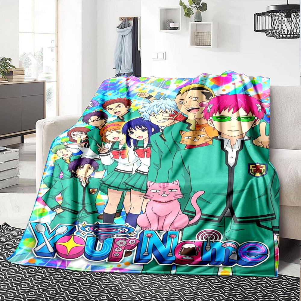 Name Custom Saiki Print Flannel Blanket High Quality Warm Comfortable Cover for All Seasons Perfect for Gifts Home Decor