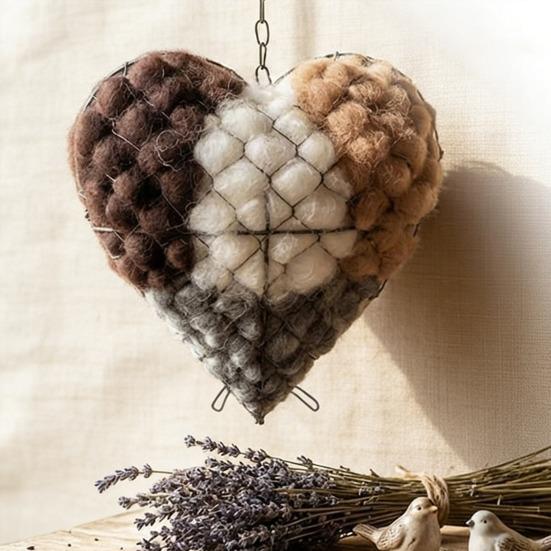 Домик для гнездования птиц Держатель материала для птичьих гнезд Звезда Колибри Гнездовье Металлическое гнездо в форме сердца с крючком для диких птиц Двор Снаружи