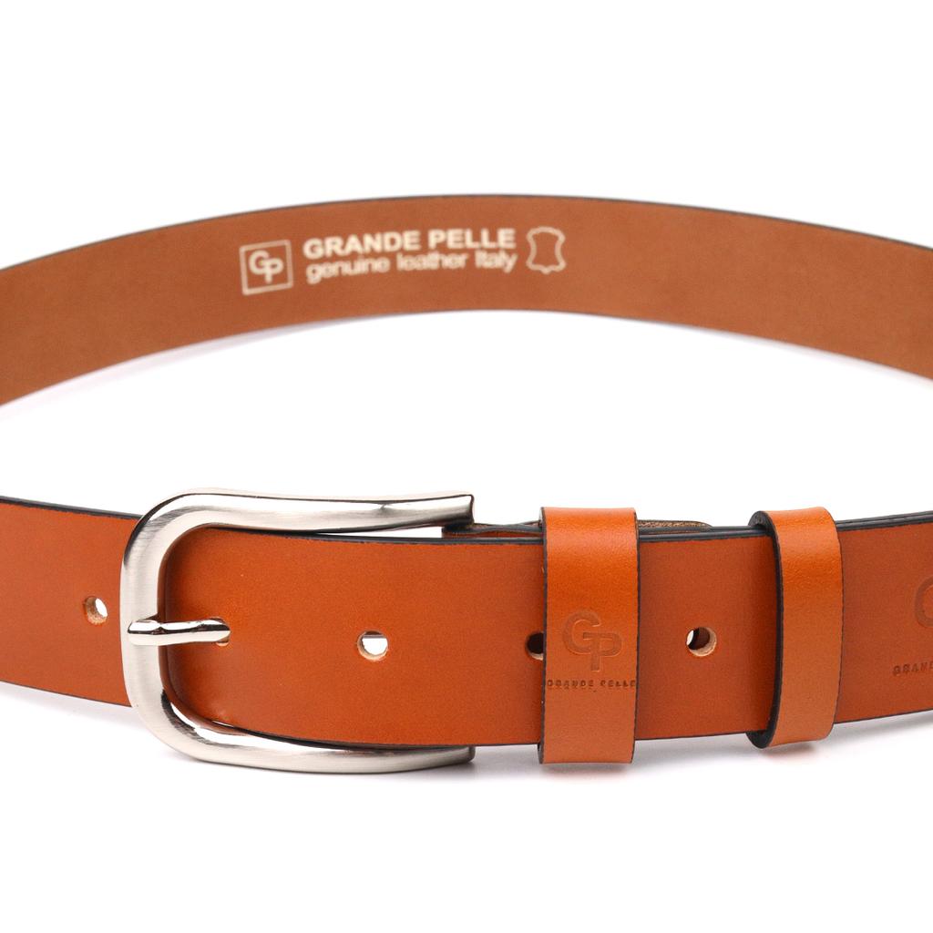 Качественный мужской кожаный ремень GRANDE PELLE Leather Belt 21472 Рыжий