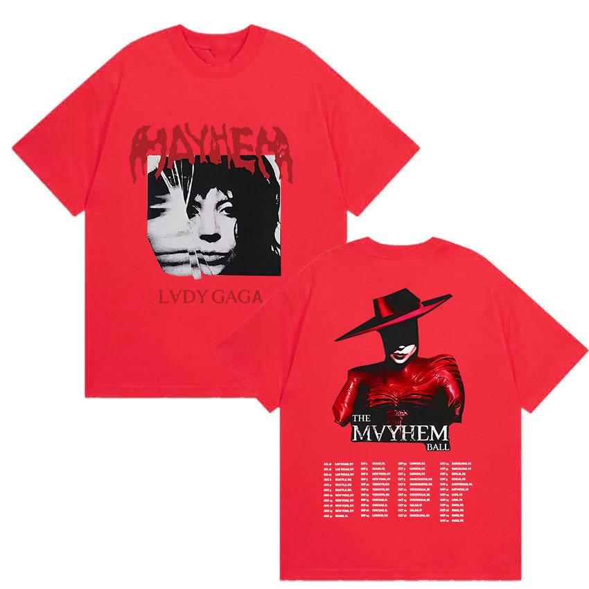 Lady Gaga The Mayhem Ball Album 2025 Fans T Shirt Unisex Women Hip Hop Retro Style Short Sleeve T-shirt 100% Cotton Tees Streetwear