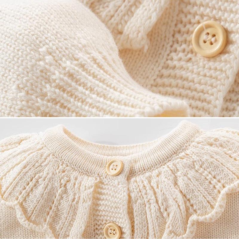 Детский вязаный кардиган-пальто для девочек 1-9 лет с пуговицами