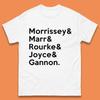 Футболка The Smiths с надписью Morrissey & Marr & Rourke & Joyce & Gannon Женские Топы Футболки