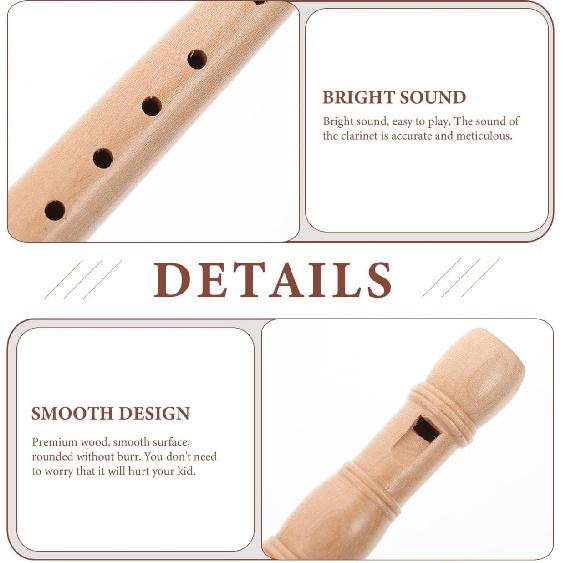 SUPVOX Children'S 6-Hole Wooden Flute, Beginner Wind Instrument for Kids, Easy to Play, Natural Wood Color, 7.67 Inches