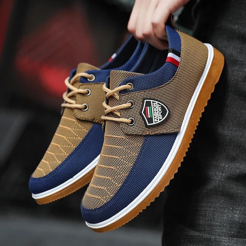 Men's Vulcanized Shoes Soft Sole Driving Shoes Trendy Lace-up Work Flat Shoe Designer Mens Plus Size Canvas Shoe Zapatos Hombres
