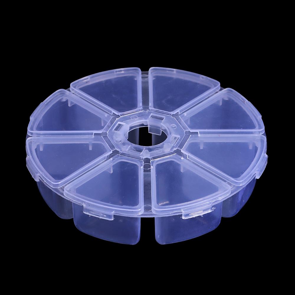 Round Transparent Beads 8 Grids Nail Art Rhinestones Case Empty Storage Box Jewelry Container