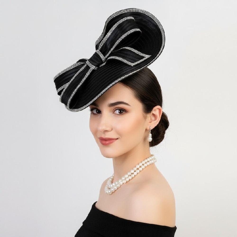 Retro Exquisite Vintage Fascinator Hat Elegant Bowknot Hair Band Bride Headdress Top Hat Sweet Masquerade Hair Band Photography