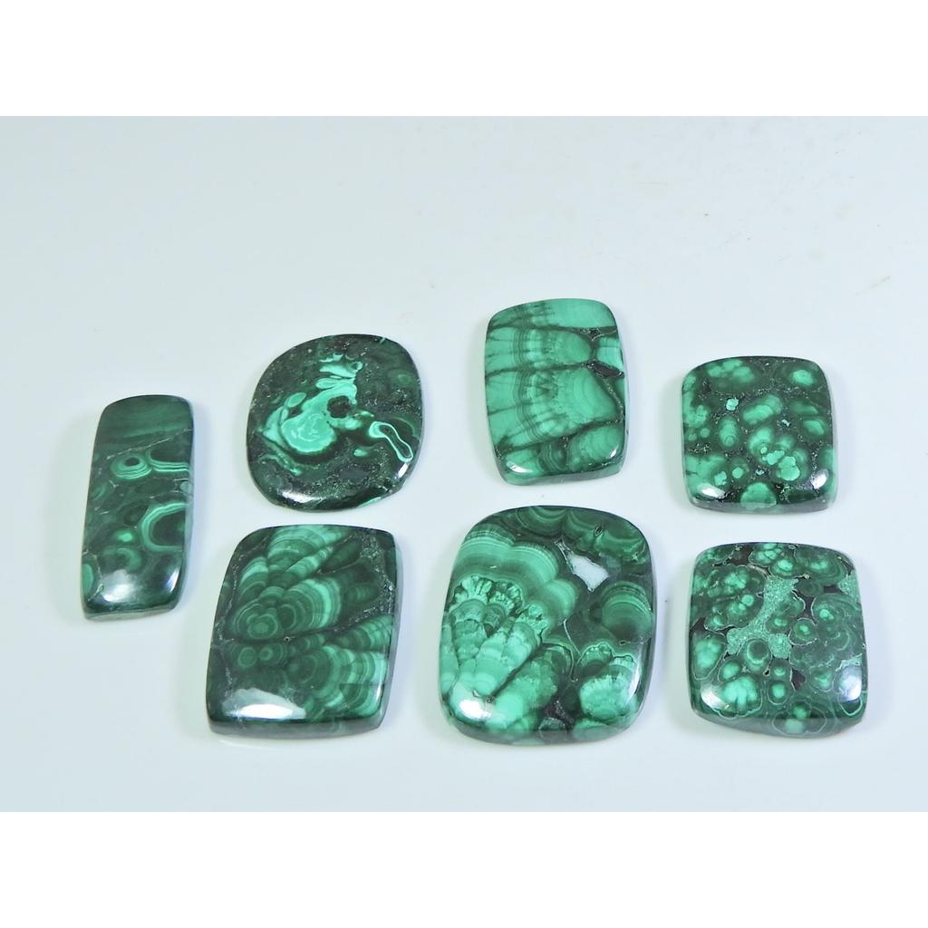 195Cts.Natural Green Malachite Ring Size Octagon Cabochon Gemstone 07Pcs Lot C-260