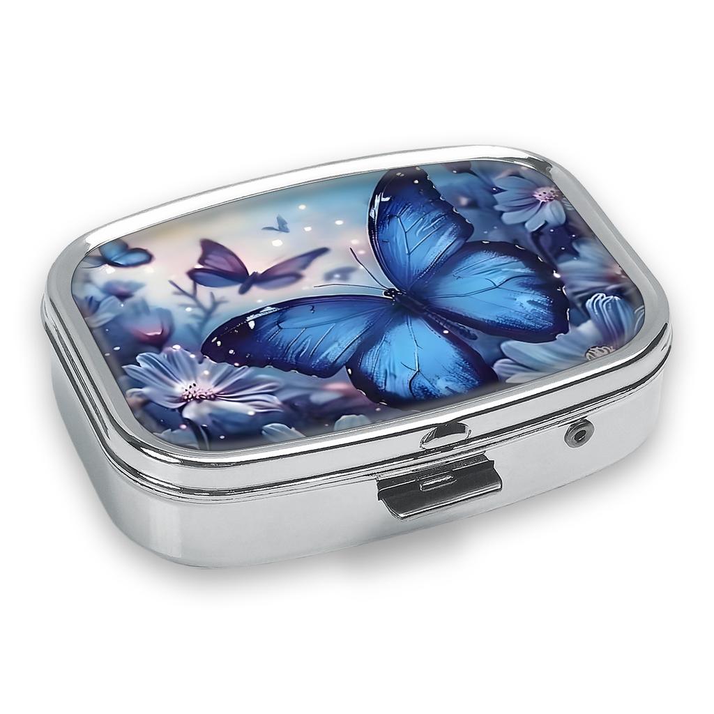 Mini Metal Jewelry Box, 2 Grids Portable Storage Case, Travel Small Organizer for Earrings and Tiny Items