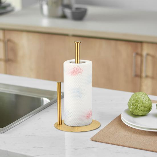 Vertical Tissue Holder Paper Towel Stand with Anti-Slip Weighted Base Kitchen Countertop Freestanding Paper Towel Rack