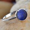 Кольцо с круглым драгоценным камнем из лазурита, кольцо из стерлингового серебра 925 пробы, женское кольцо, кольцо ручной работы, простое кольцо, кольцо для повседневной одежды