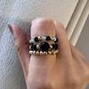Black Onyx Beaded Stretch Rings