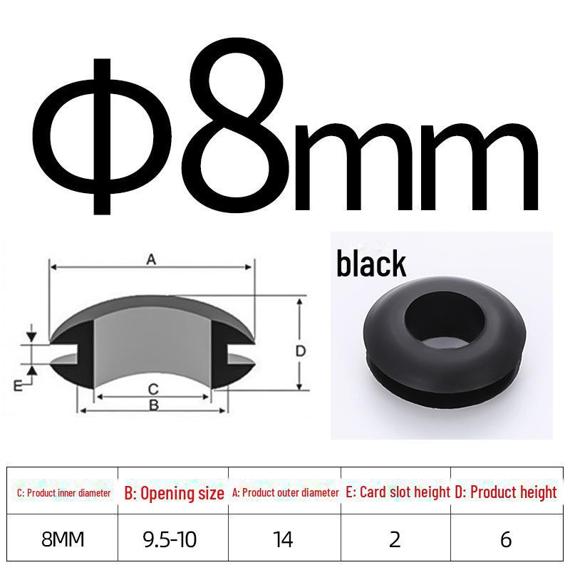 Черное двухстороннее резиновое защитное кольцо для провода
