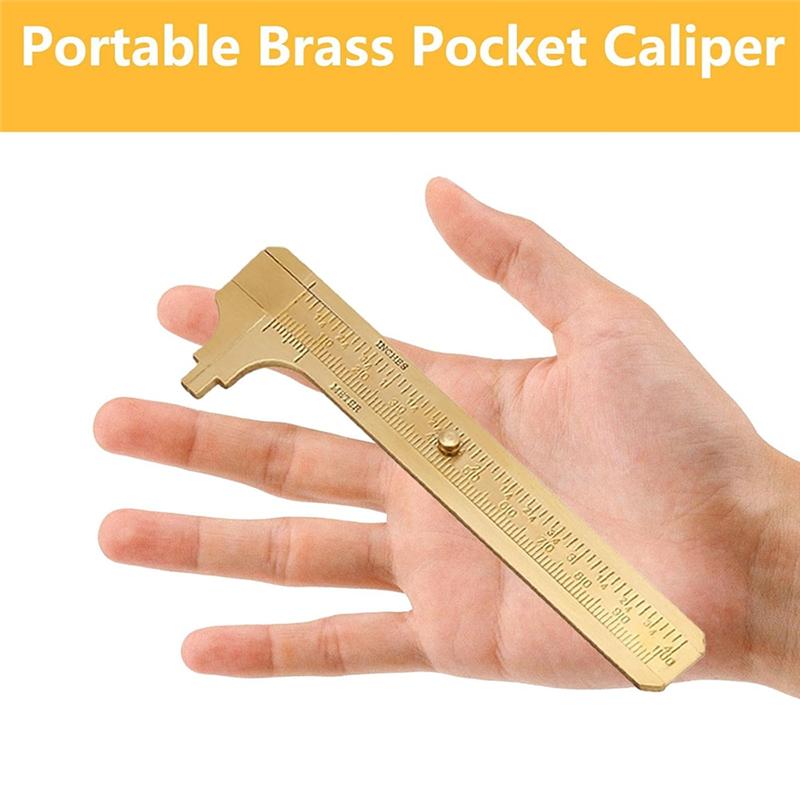 Good-2PCS Pocket Caliper 100Mm Double Scale Sliding Gauge Brass Vernier Caliper Tool For Measuring Bead Wire Jewelry Rings