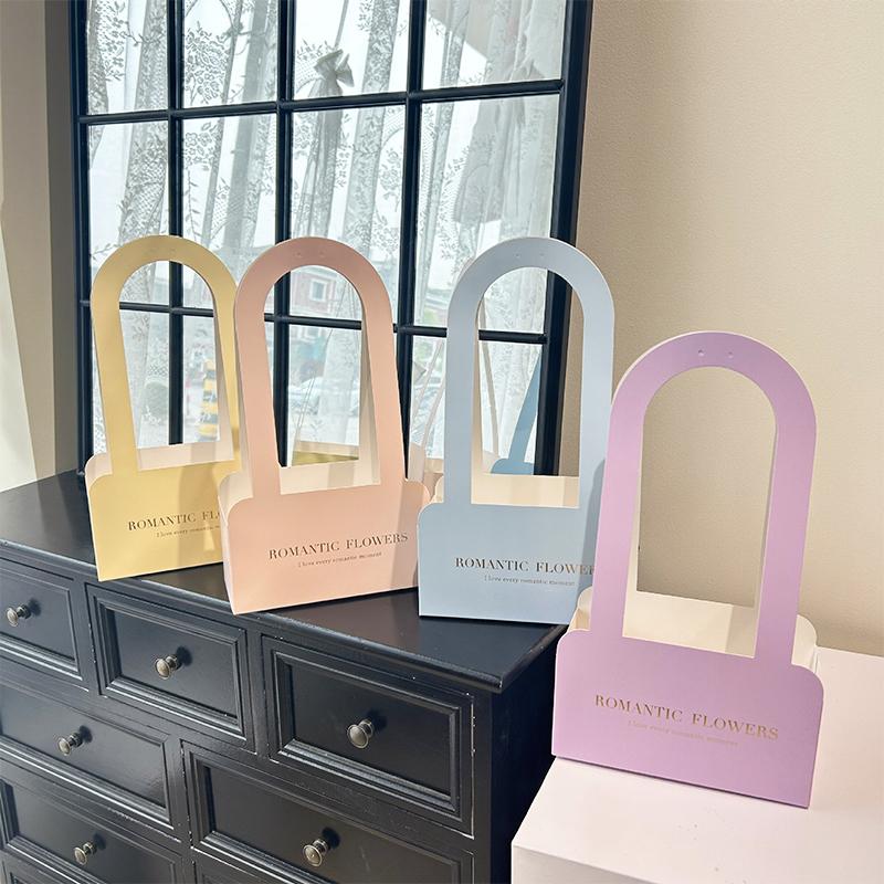 5 шт./уп. Упаковка Декоративные аксессуары Переносная цветочная коробка Материал для упаковки цветов Цветочная корзина Складная 4 цвета