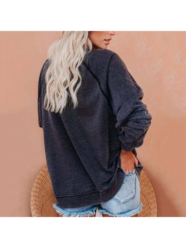 Women's Spring/Fall Sweatshirt Women's Personality Print Top Oversized Pullover Sweatshirt Versatile Sweatshirt