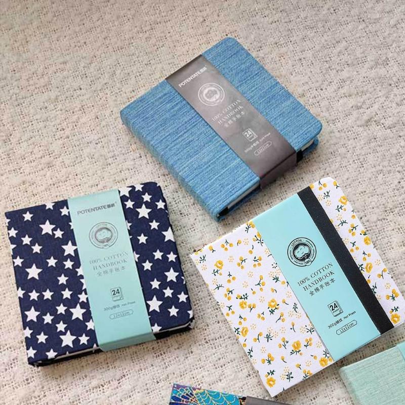 Square Watercolor Journal 24 Sheets Cotton Paper Watercolor Paper Notebooks 4.7x4.7Inch for Artists Student Sketching