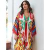 Женское платье-кафтан в стиле бохо большого размера с контрастным принтом свободного кроя Vacay Beach