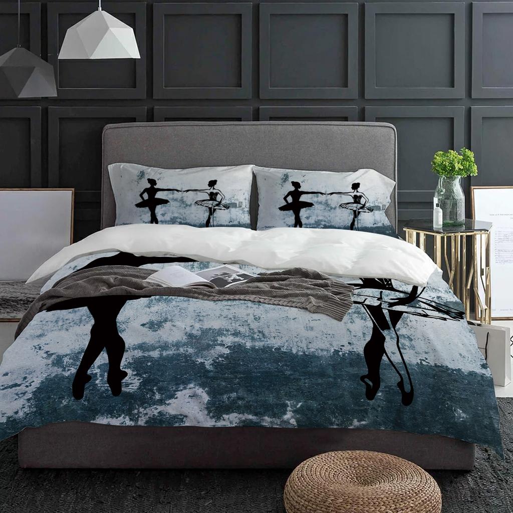 Пододеяльник на стену для девочки-балерины с наволочкой, на заказ, комплект постельного белья из 3 предметов, пододеяльник, двуспальная кровать, домашний текстиль