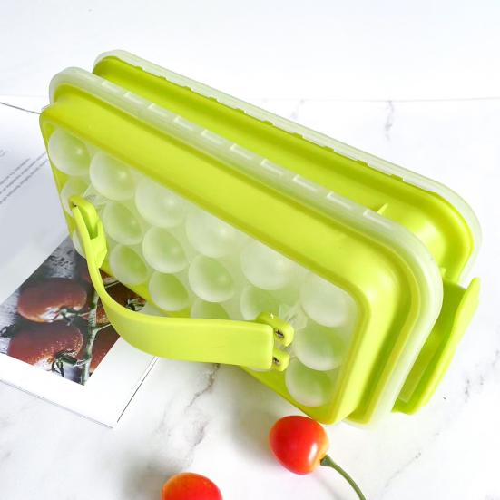 Форма для кубиков льда с крышкой, пищевой силикон, аппарат для изготовления кубиков льда, без BPA, легкое извлечение, удаление одним нажатием, лоток для льда для морозильной камеры