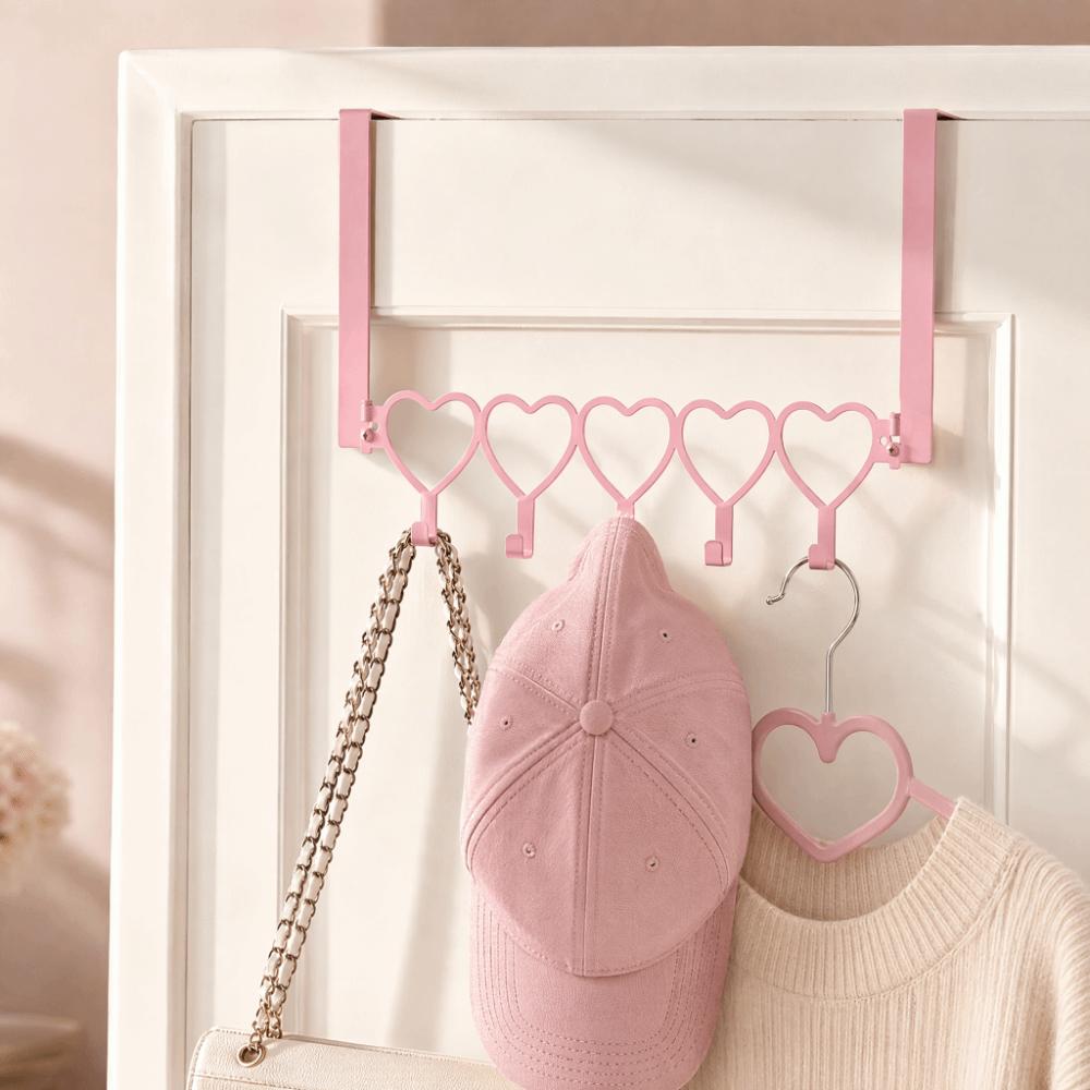 Detachable Wall Mount Towel Hanger Heart-Shaped Door Holder Organizer Over The Door Hooks Bedroom