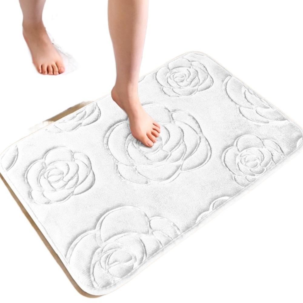 Machine Washable Coral Velvet Carpet Polyester Bathroom Rug Creative Non-Slip Mat Bathtub