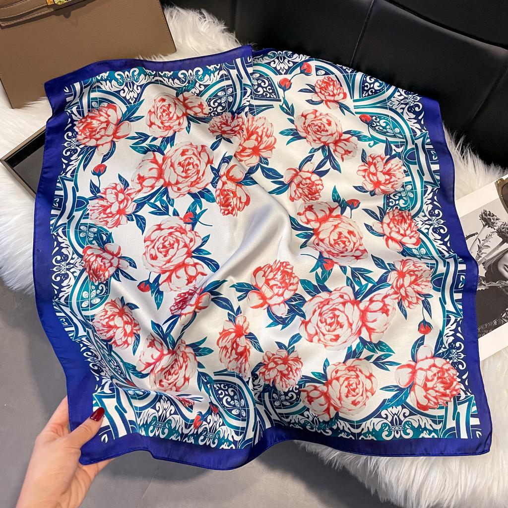 New Luxury Print 70*70cm Silk Square Scarf Women Soft Satin Hairband Neckerchief Tie Female Headband Foulard Bag Ribbon Gift