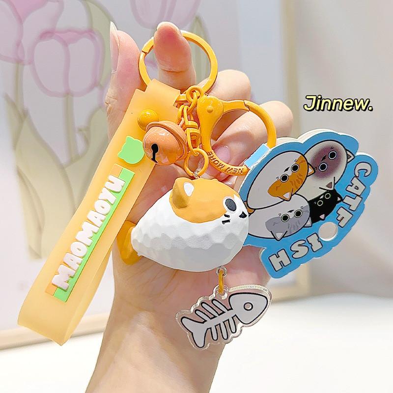 Плюшевый кот, брелок для ключей в виде рыбки, кошелек для монет, мультяшное животное, подвеска-брелок, подарок для детей