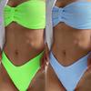 Очаровательный купальный костюм с верхом из полиэстера, комплект бикини из двух частей с ремешком для пляжа